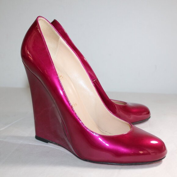 Christian Louboutin Shoes - Christian Louboutin Ron Ron Zeppa Patent Leather Candy Apple Red Pumps 39.5